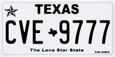 TX license plate CVE9777