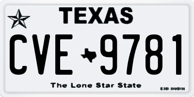 TX license plate CVE9781