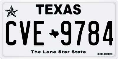 TX license plate CVE9784