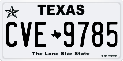 TX license plate CVE9785