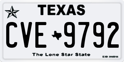 TX license plate CVE9792