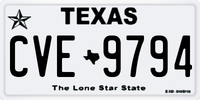 TX license plate CVE9794