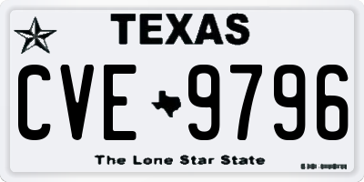 TX license plate CVE9796