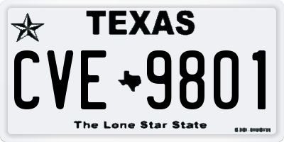 TX license plate CVE9801