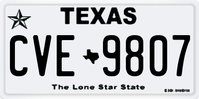 TX license plate CVE9807