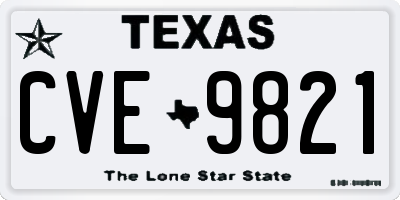 TX license plate CVE9821