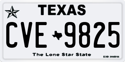 TX license plate CVE9825