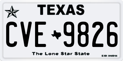 TX license plate CVE9826