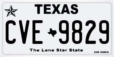 TX license plate CVE9829