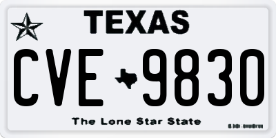 TX license plate CVE9830