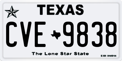 TX license plate CVE9838