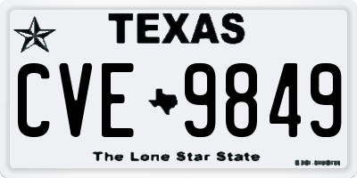 TX license plate CVE9849