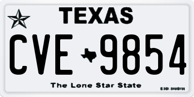 TX license plate CVE9854