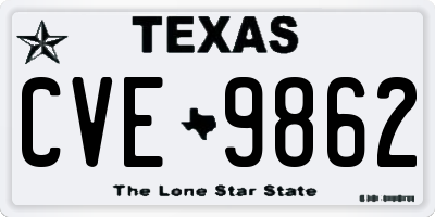 TX license plate CVE9862