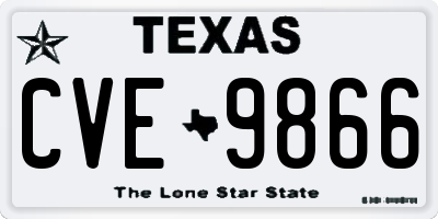 TX license plate CVE9866