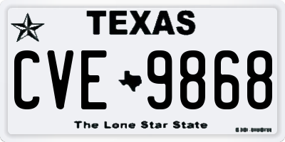 TX license plate CVE9868
