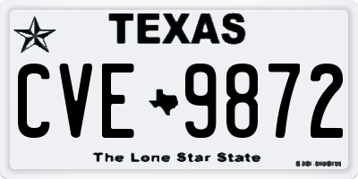 TX license plate CVE9872