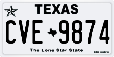 TX license plate CVE9874