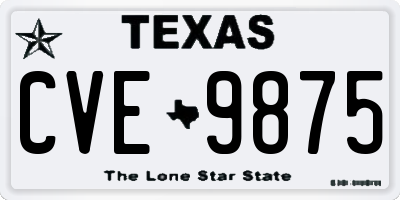 TX license plate CVE9875