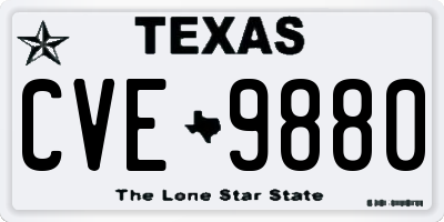 TX license plate CVE9880