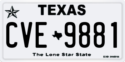 TX license plate CVE9881