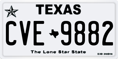 TX license plate CVE9882