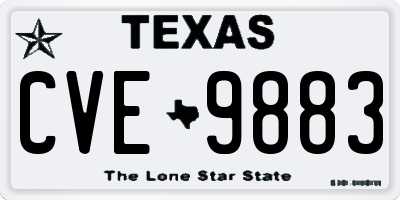 TX license plate CVE9883