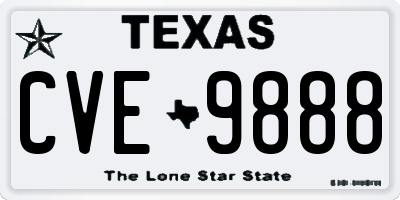 TX license plate CVE9888