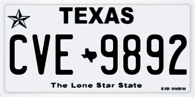 TX license plate CVE9892