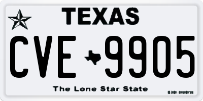 TX license plate CVE9905