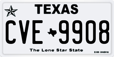 TX license plate CVE9908