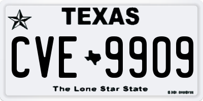 TX license plate CVE9909