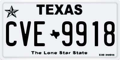TX license plate CVE9918