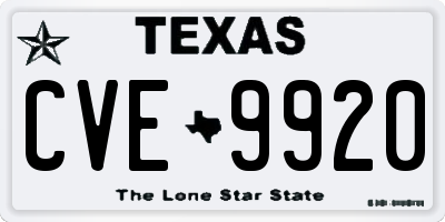 TX license plate CVE9920