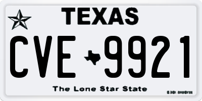 TX license plate CVE9921