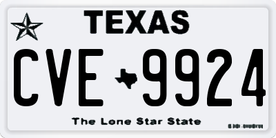 TX license plate CVE9924