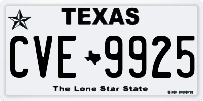 TX license plate CVE9925