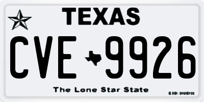 TX license plate CVE9926