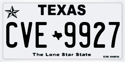 TX license plate CVE9927