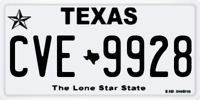 TX license plate CVE9928