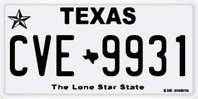TX license plate CVE9931