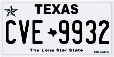 TX license plate CVE9932