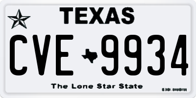 TX license plate CVE9934
