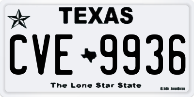 TX license plate CVE9936