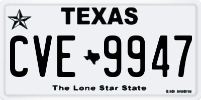 TX license plate CVE9947