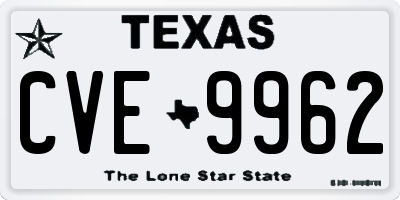 TX license plate CVE9962