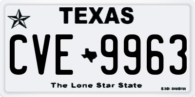 TX license plate CVE9963