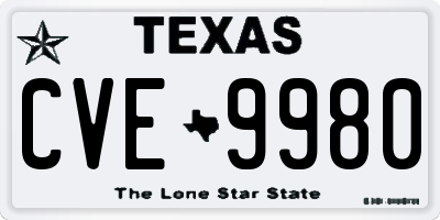 TX license plate CVE9980