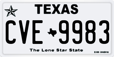 TX license plate CVE9983