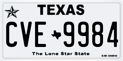 TX license plate CVE9984